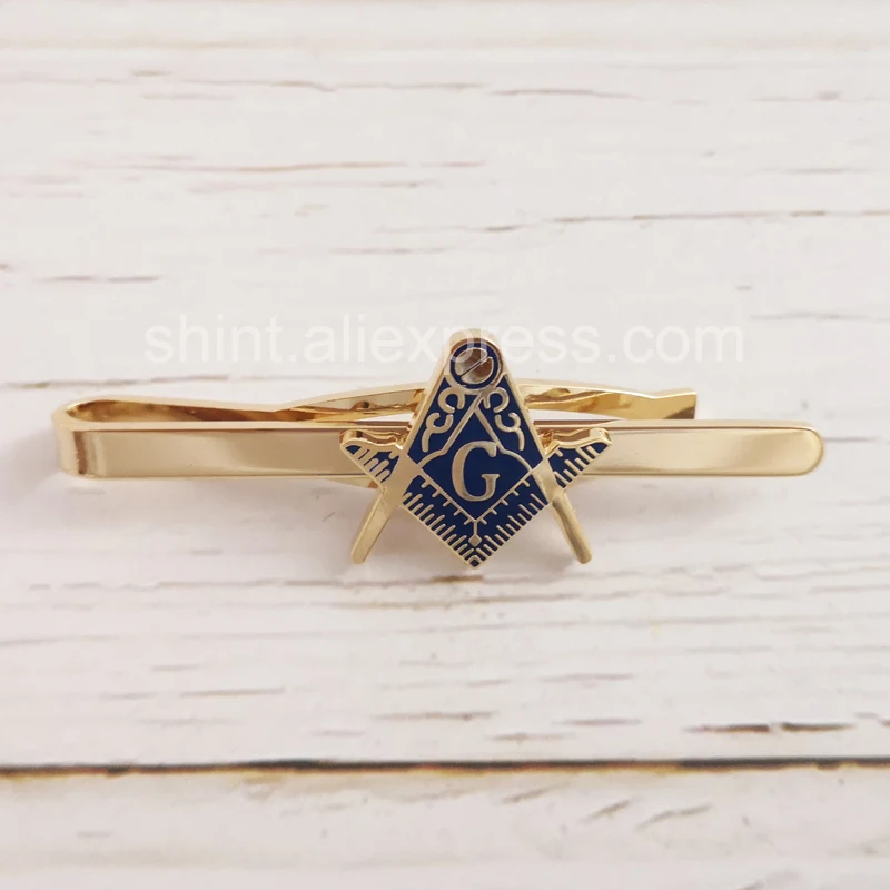blue compass with G Masonic Freemason Mason tie clip gentleman cloth accessories Simple personality