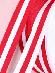 3M/lot 10mm 15mm 25mm DIY Gift packing webbing decoration belt red white stripe ribbon DIY Handmade Sewing Accessories material