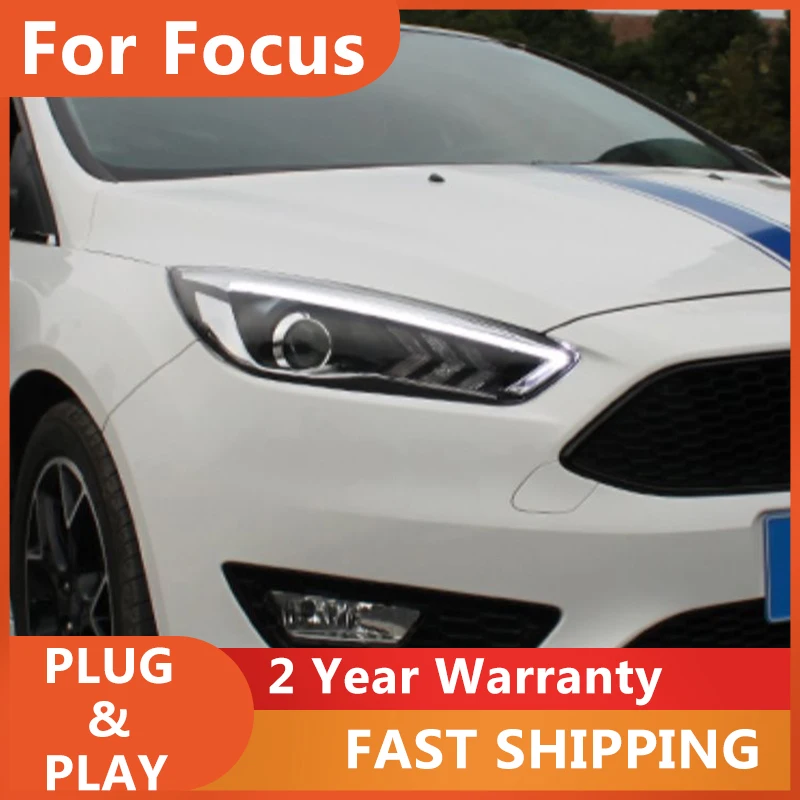 

ALL LED Head Lamps For Ford Focus 2015Mustang Headlights LED DEL Running Lights Bi Xenon Beam Fog Lights Angel Eyes Assembly