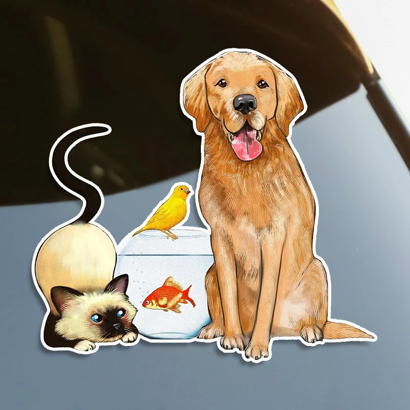 

S60052# Dog Cat Bird Fish Self-adhesive Decal Car Sticker Waterproof Auto Decors on Bumper Rear Window Laptop Choose Size