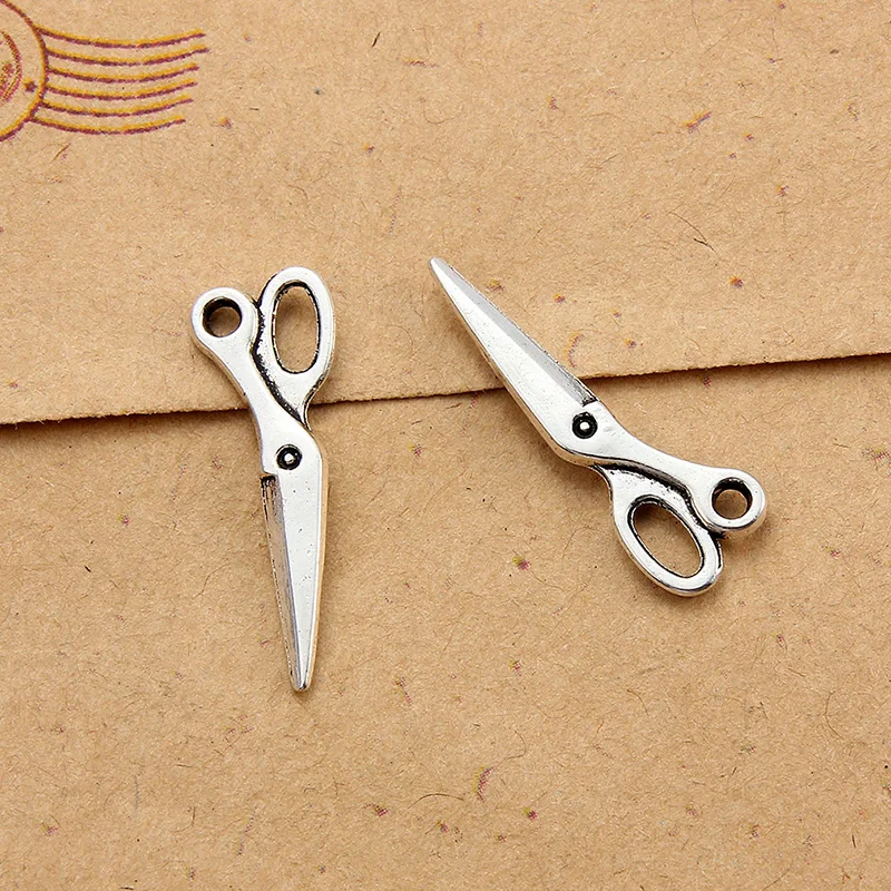 20pcs 23x8mm Charms Sewing Scissors Antique Pendant For DIY Handmade Fashion Jewelry Finding Bracelet Charm Beads