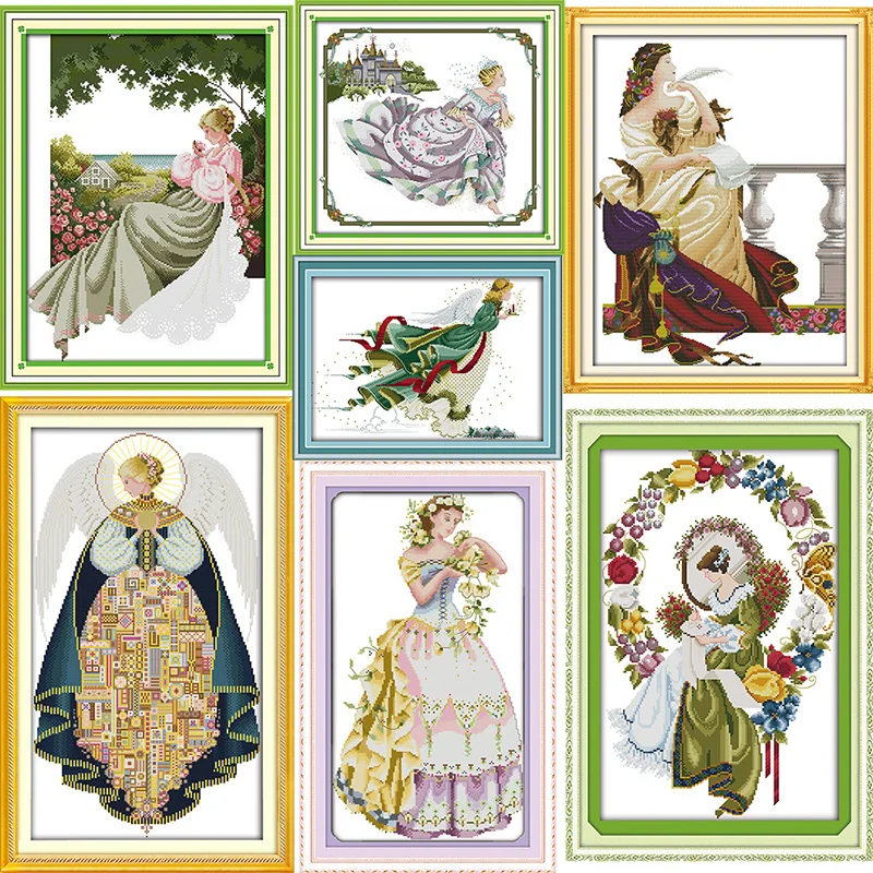 Fairy Series Printed Cross Stitch Kit 11CT Stamped 14CT Counted Canvas Fabric Needle and Thread Embroidery DIY Sewing Set Gifts