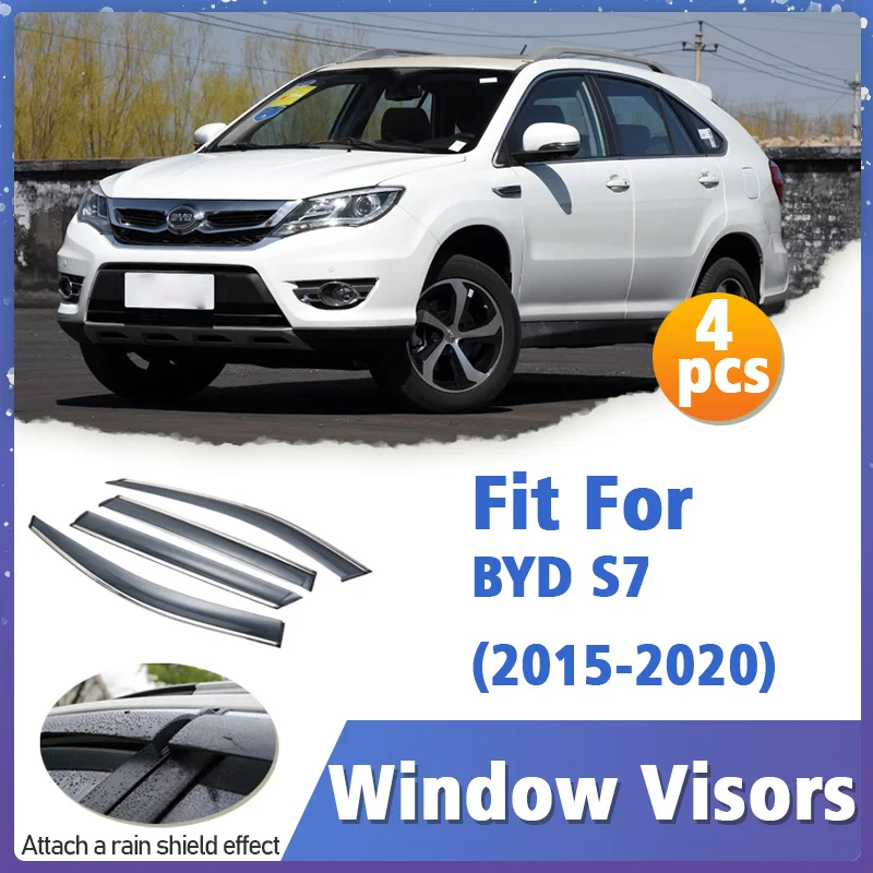 

Window Visor Guard for BYD S7 2015-2020 4pcs Vent Cover Trim Awnings Shelters Protection Sun Rain Deflector Auto Accessorie