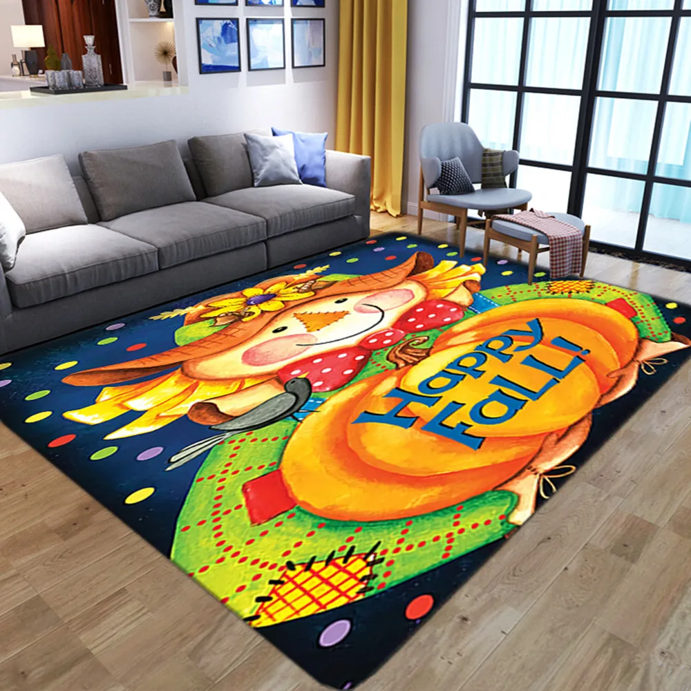 

Colorful Pumpkin 3D Printed Carpets for Living Room bedroom Decor Rugs Soft Flannel Kids play Area Rugs Halloween Tent Floor Mat