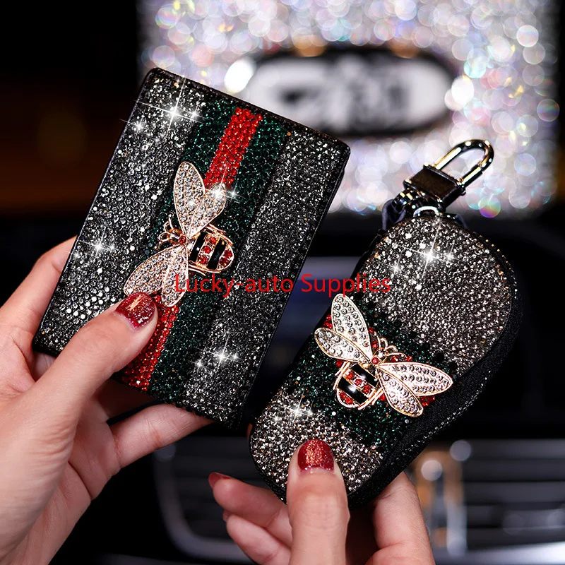 Car Bee Driving License Leather Case Diamond Car Driving License Package Driving License Bee Key Case for This Car