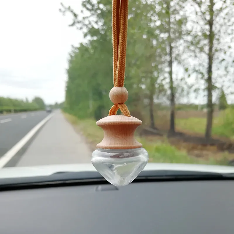 Wholesale 7ML Air Freshener Car-styling Perfume Pendant For Essential Oils Car Perfume Bottle Lovely Heart-shaped Transparent