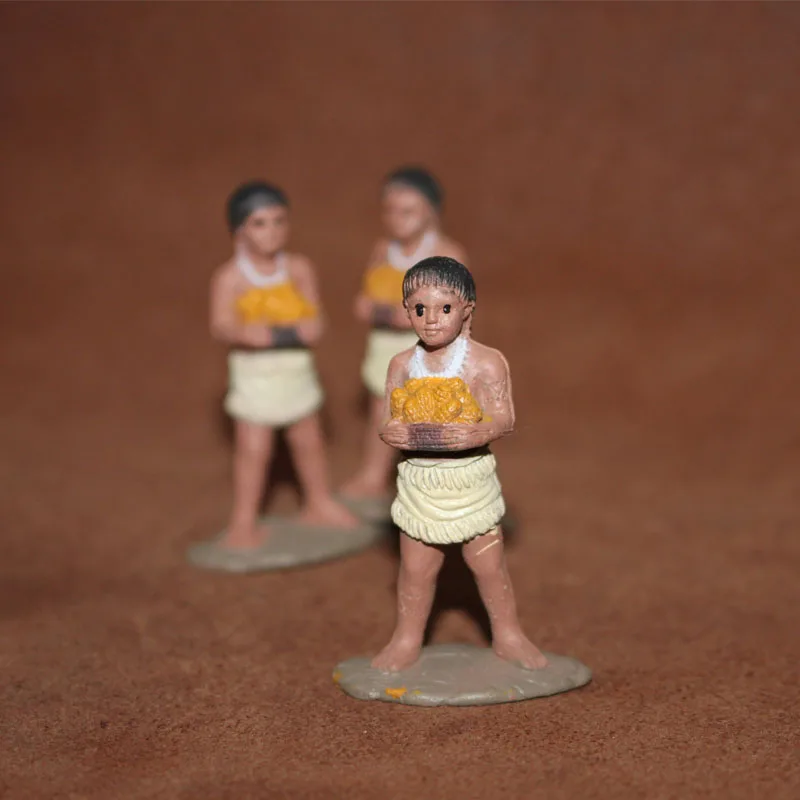 Simulation Indians Patriarch Miniatures Ornaments Girl Picking Fruit Women Carrying Children Action Figures Figurine Model Toys