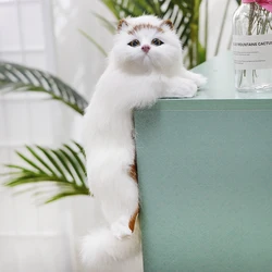 Realistic Furry Hanging Simulation Plush Cat Doll Animal Figurines Home TV Decoration Cute Kitten Model Soft Toy Child Gift