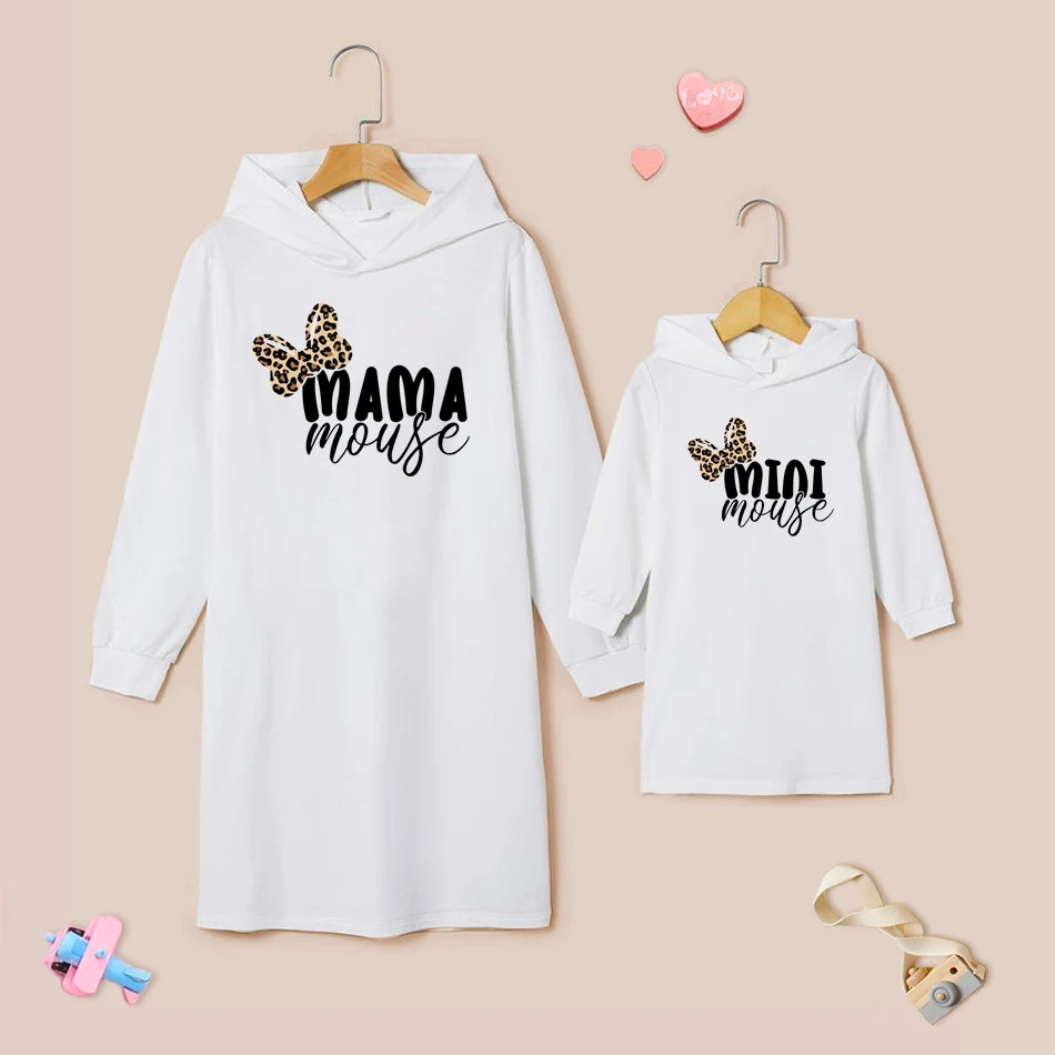 Mother kids Family Look Mom and Daughter Dress Leopard Letter Print Mini Dress For Mommy and Daughter Family Matching Clothes