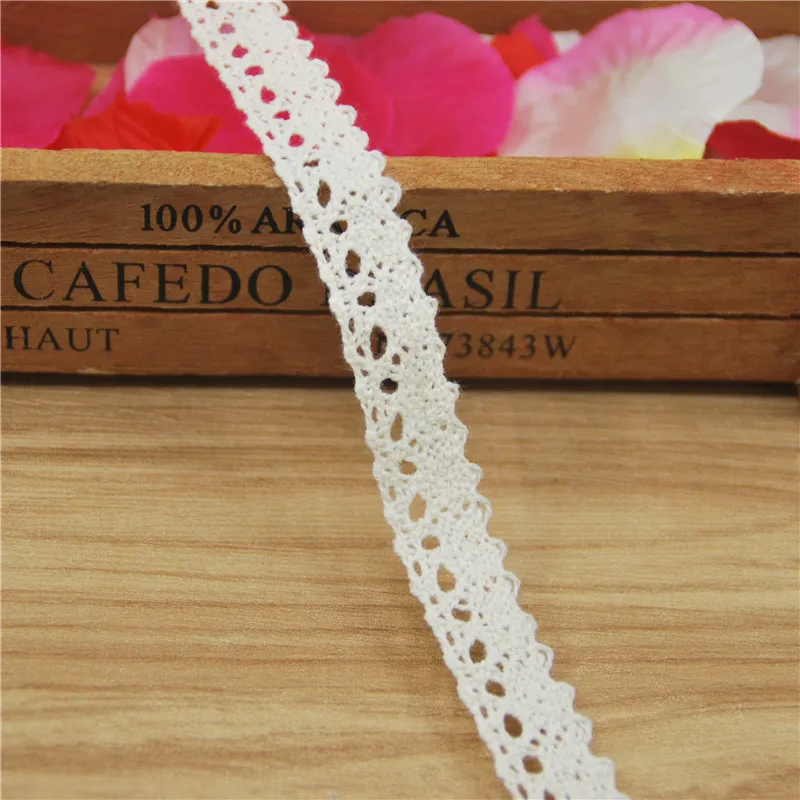 

15mm Cotton Lace Trim Ivory Fabric Sewing Accessories Cloth Wedding Dress Decoration Ribbon Craft Supplies 300yards LC015-A