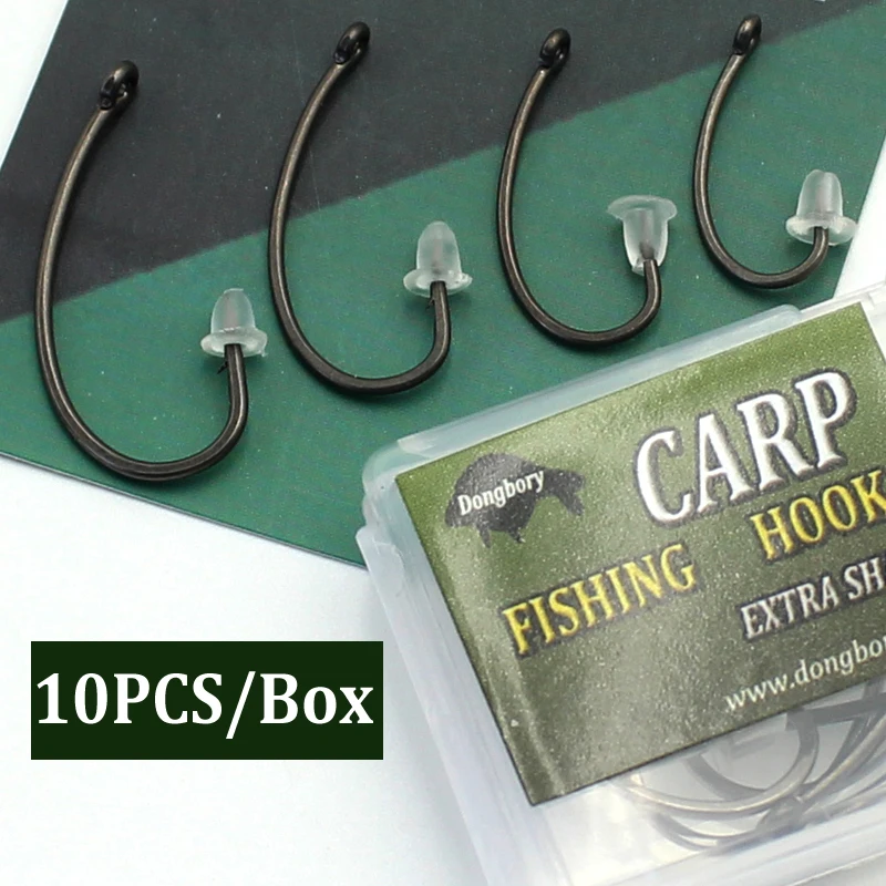 

10PCS Barbed Carp Fishing Hook High Carbon Steel Carp Chod Rig Hooks Matte Black Mixed Size Circle Hooks Boilies Holder Fishhook