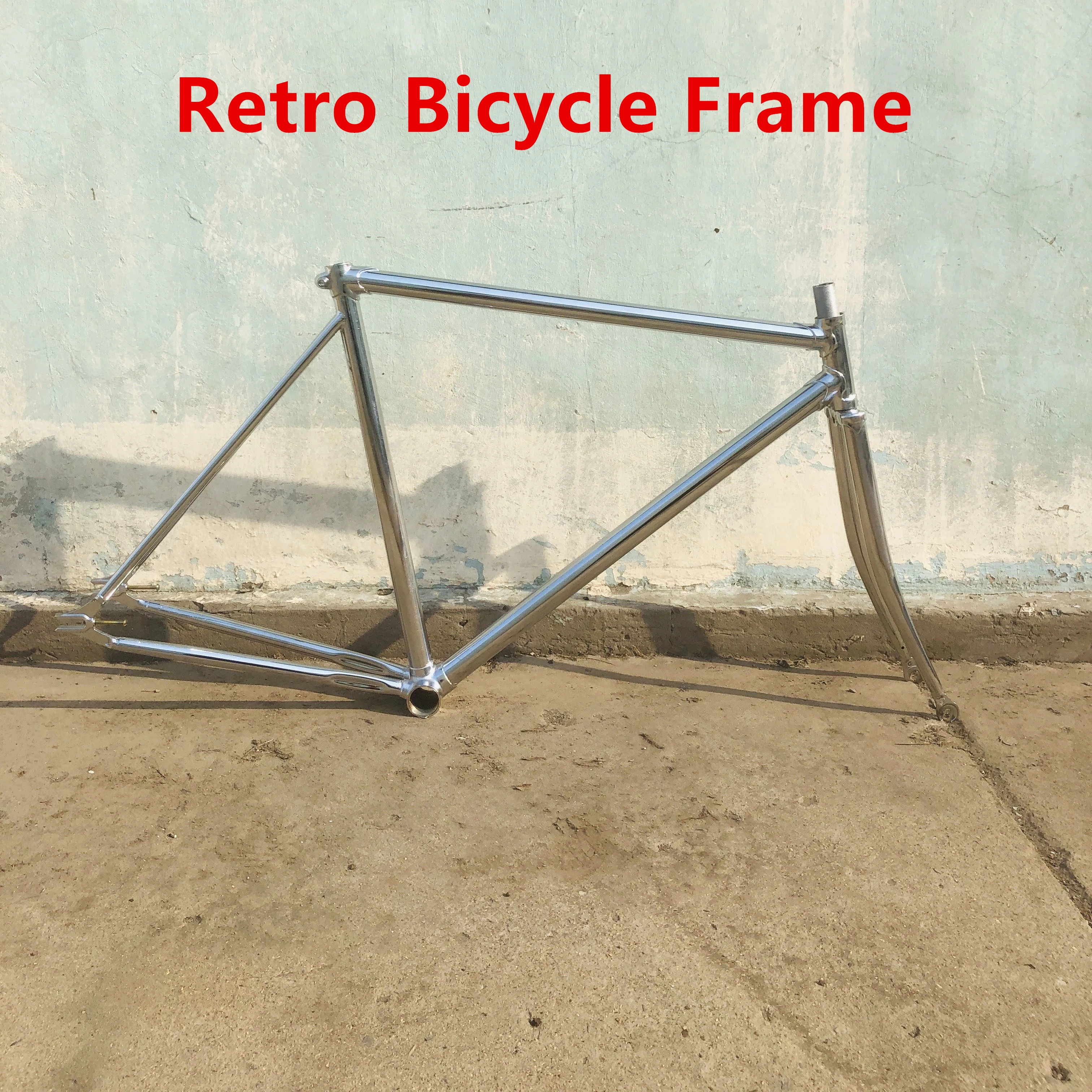 700C Vintage Bike Frame Retro Silver 52cm Single Speed Bicycle Fixie Commuter Lady Cycling Parts High Strength Carbon Steel