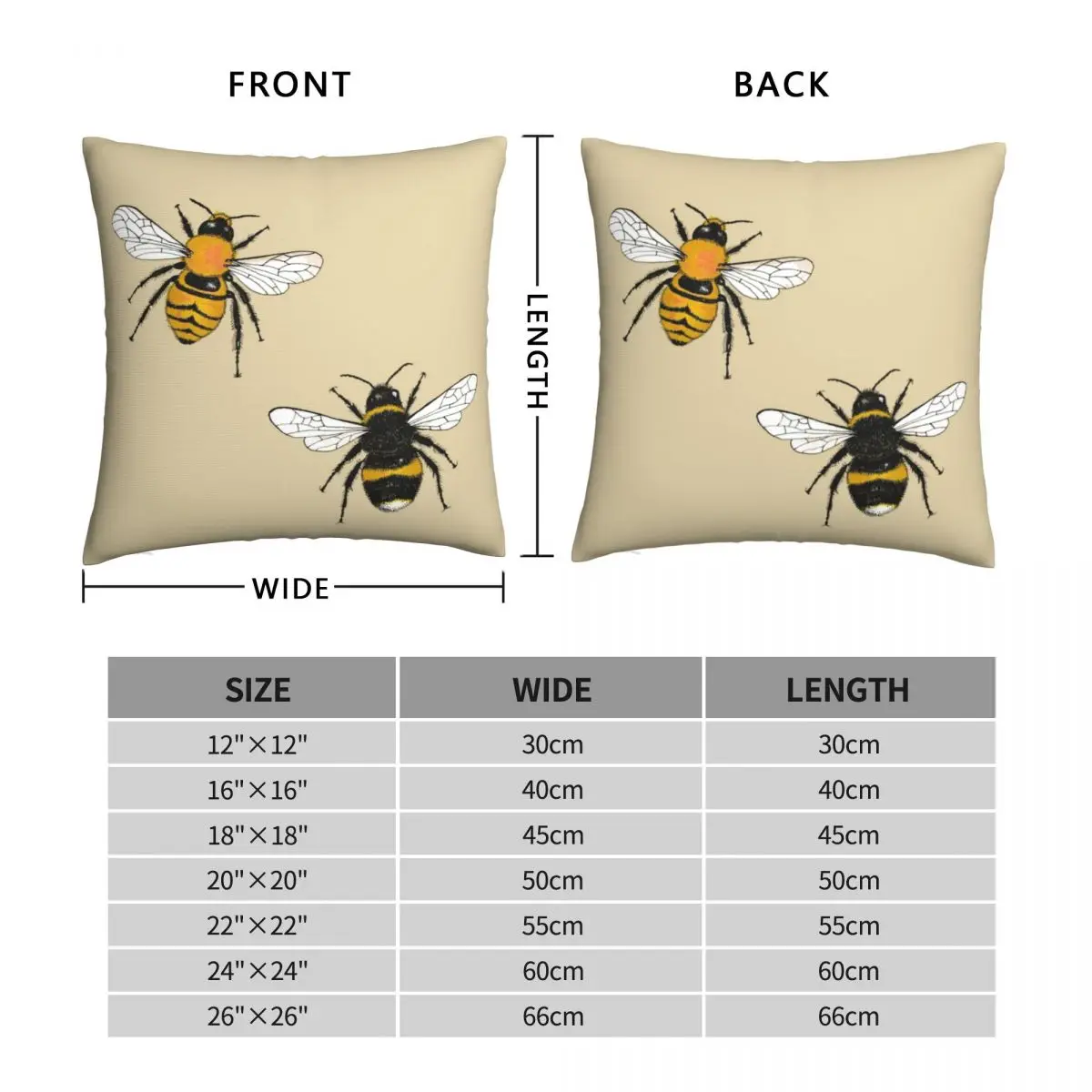 Bumblebee Illustrations Pillowcase Polyester Linen Velvet Creative Zip Decorative Pillow Case Home Cushion Case 18