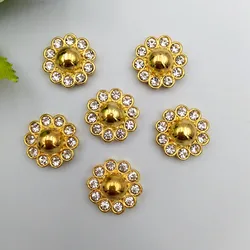 30Pcs Diy Golden resin flower Decoration Crafts Flatback Cabochon Scrapbooking Fit Hair Clips Embellishments Beads