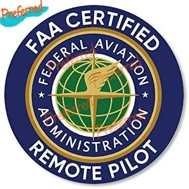 American Vinyl Round FAA Certified Remote Pilot Sticker (Logo Drone Federal Aviation Certification)