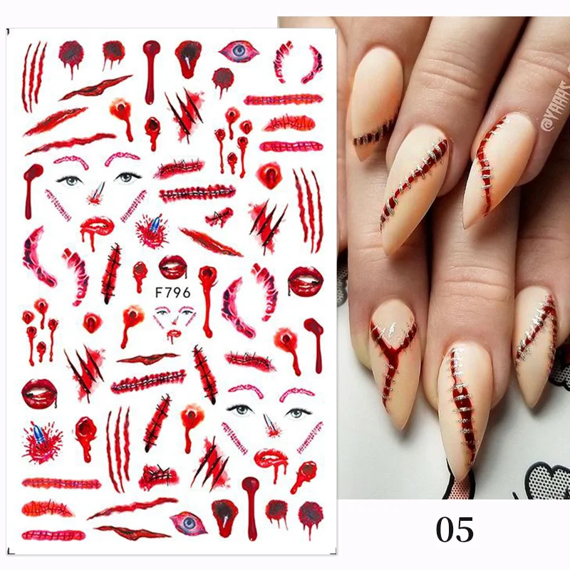 Halloween Nail Art Stickers Christmas Nail Art Supplies Pumpkin Nail Silder Decal DIY Manicure Wave Line Nail Art Decals