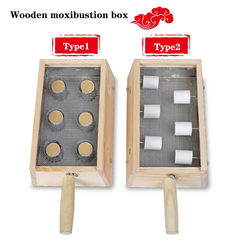 Wooden Moxibustion Box Moxa Stick Holder Neck Arm Body Acupoint Warm Massage Moxibuting Therapy Device Chinese Medical