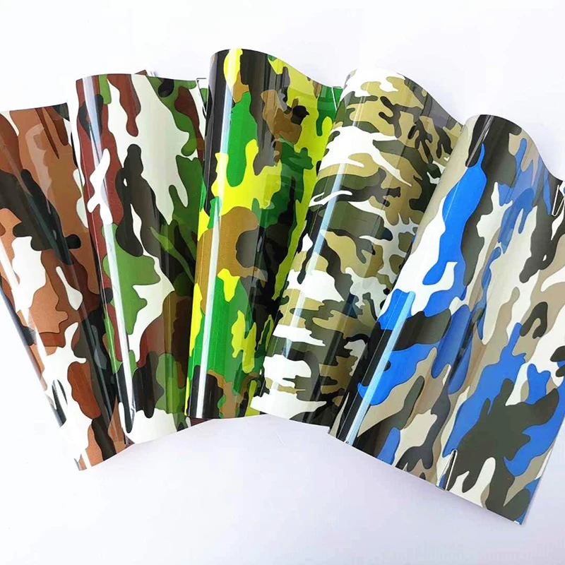 Camouflage TPU Heat Transfer Vinyl Cutting Hot Press Film Iron-on T-Shirt HTV Printing Pattern for Fabric Craft Decor For cut