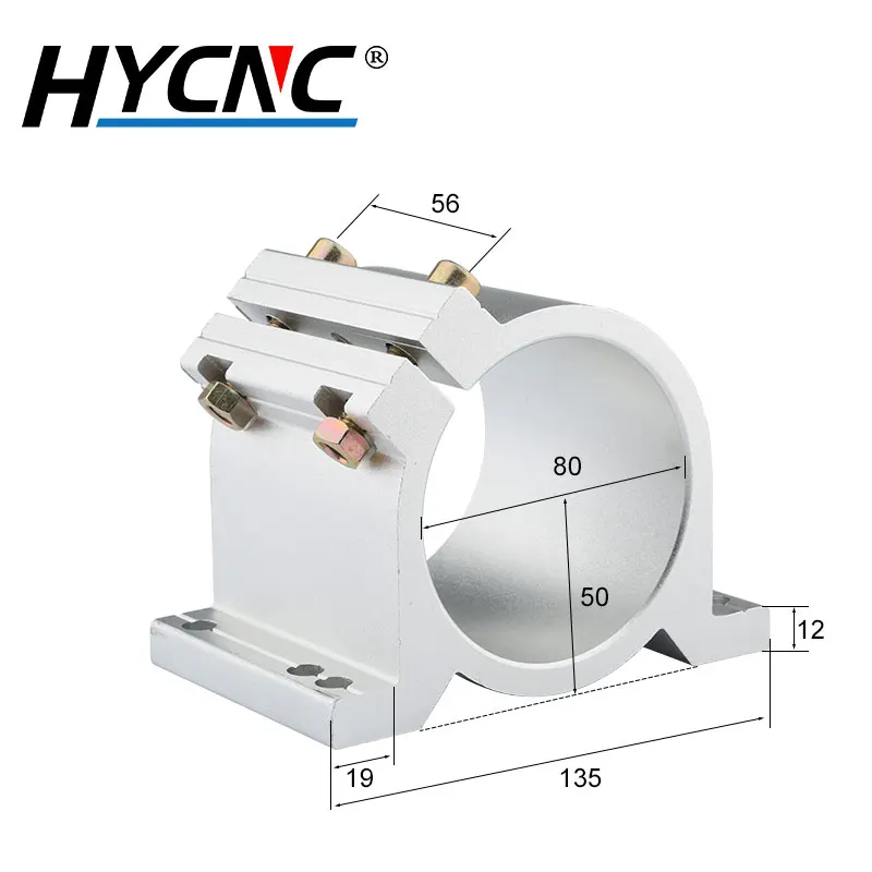 CNC Spindle Clamp 65mm/80mm Spindle Fixed Installation Aluminum Profile Holder Bracket Suitable For 1.5kw 2.2kw Spindle Motor