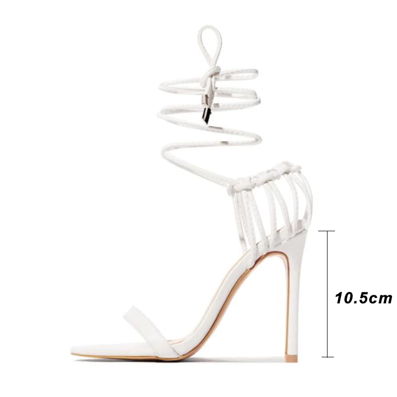 Kcenid 2023 New High Heels Sandals Women Summer Lace-Up Sexy Open Toe Shoes Ladies Sandals Heels White Green Big Size 41 42 43