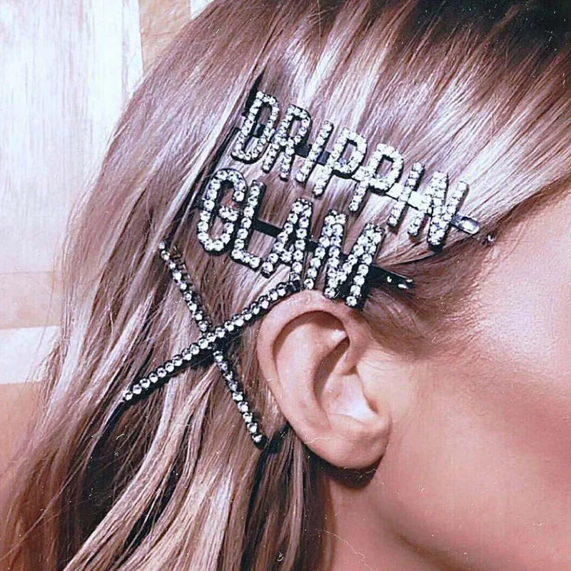 Fashion Rhinestone Letter Hairpins Women Hair Clips Pins Hairclip Accessories For Girls Barrettes Hairgrip Headdress Headwear