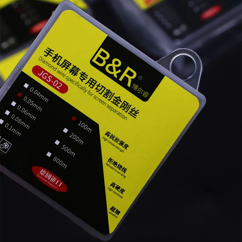 Novità 0.04 0.05 0.06 0.08 0.1MM 100M linea di taglio schermo LCD separazione filo diamantato strumenti di riparazione del telefono cellulare con scatola di immagazzinaggio