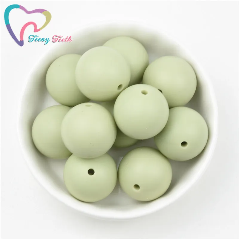 10PCS Sage Green/Lint Round 9-19MM Loose Beads,Popular Greeny Color Hexagon 14-17 MM Loose Beads Making DIY Pendant Teether Toys