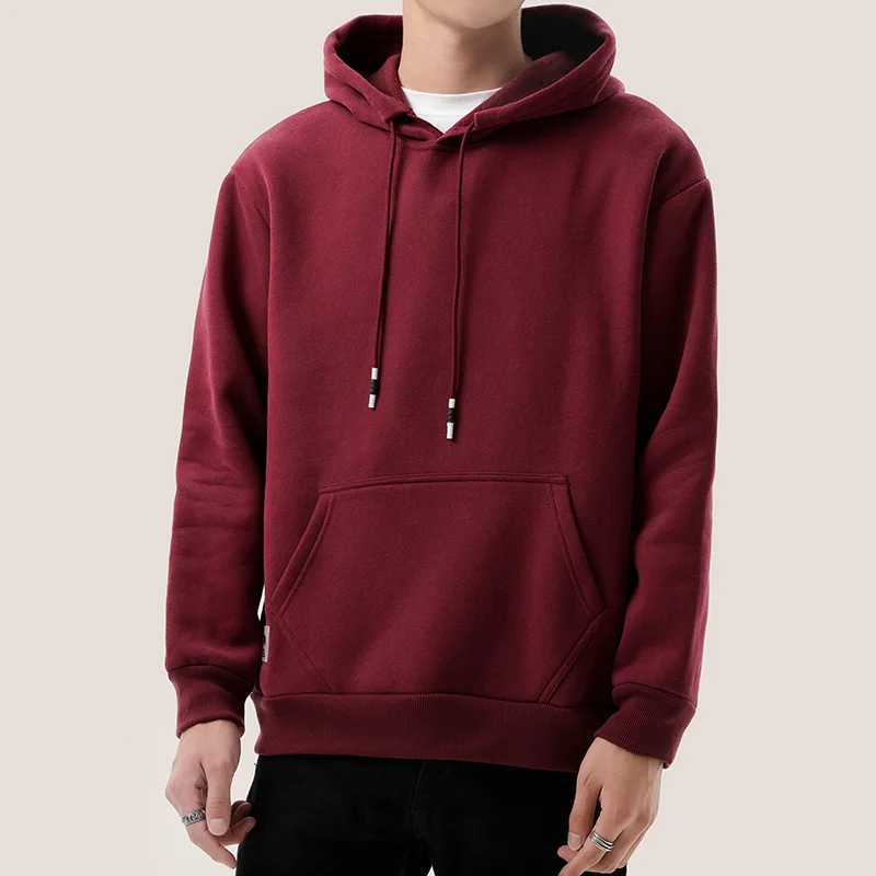 

EL BARCO Winter Cotton Warm Men Hoodies Thick Black Male Sweatshirt Soft White Hooded Tops Harajuku Grey Blue Jacket Red Coats