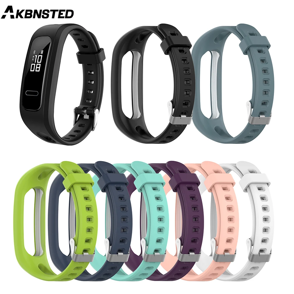 AKBNSTED Watch Band Silicone Wrist Strap For Huawei Band 3e 4e Smart Watch For Honor Band 4 Running Bracelet version Wristband