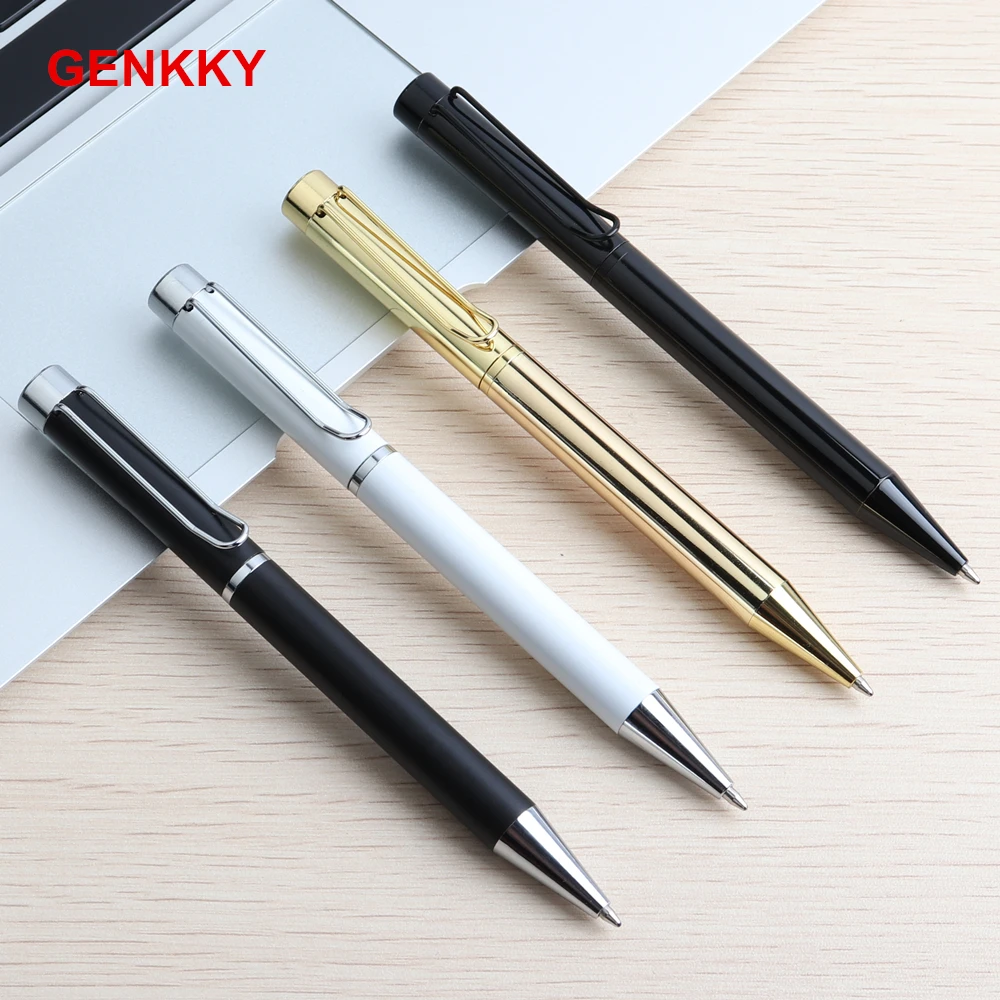 GENKKY Metal Pen In Ballpoint Pen 0.7mm Blue Black Refills Ball Promotion Gift luxury Pen for School Office Supplies