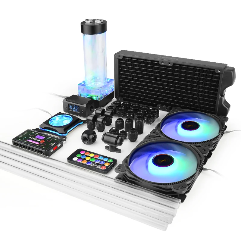 Syscooling black color PETG water cooling kit 240mm copper radiator RGB support digital display used for Intel AMD CPU