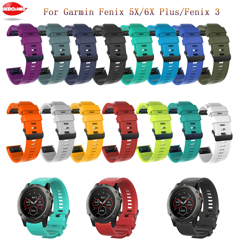 

26 мм модный спортивный ремешок для Garmin Fenix 5X/5X Plus/6X/6X Plus, силиконовый ремешок для наручных часов Garmin Fenix 3 3HR