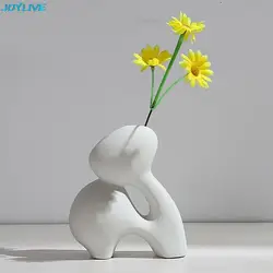 JOYLIVE Nordic White Vase Simple Art Plant Pot Home Decor Dried Flower ArrangementLiving Room Desktop Decoration Accessories