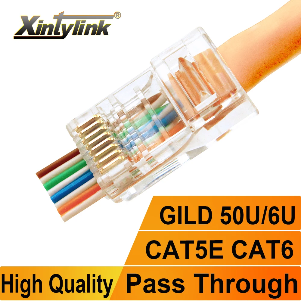 

Коннектор xintylink rj45 cat6 cat5e 50U/6U, разъем кабеля ethernet, utp 8P8C rj 45 cat 6, Модульный сетевой разъем lan cat5