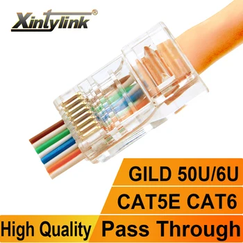 Xintylink rj45 konektörü cat6 cat5e 50U/6U ethernet kablosu fişi utp 8P8C rj 45 cat 6 ağ lan jakı cat5 keystone uçları modüler