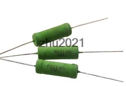 10pcs RX21-5W 6W Fixed Wire Wound Power Resistor Resistance 0.1/0.33/0.5/1/2/2.2/3.3/4.7/5.1/6.8/10/15/20/22R Ohm