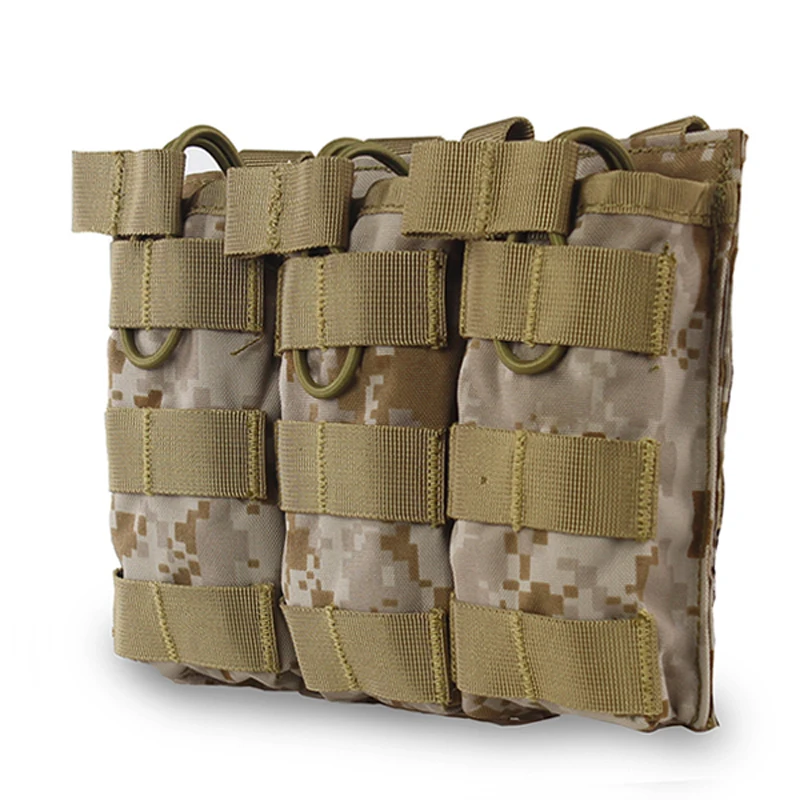 Triple Tactical Molle Magazine Pouch, Military Vest Hanging Bags, Army Airsoft Rifle Hunting Accessories, Storage Bag,Molle Clip