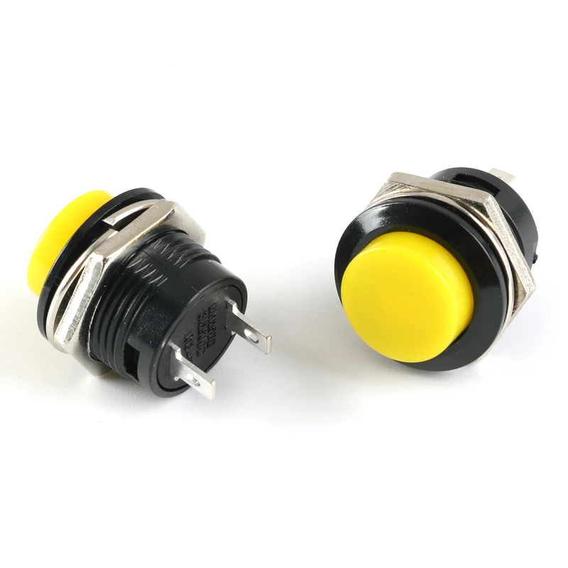 10pcs Momentary Push Button Switch 16mm Momentary 6A/125VAC 3A/250VAC Round Switches R13-507 BLACK RED GREEN WHITE BLUE YELLOW