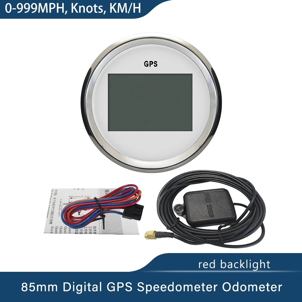 Boat Car 85mm Digital GPS Speedometer Odometer 0-999 knots km/h mph 12V/24V with Backlight Yacht Vessel Motorcycle