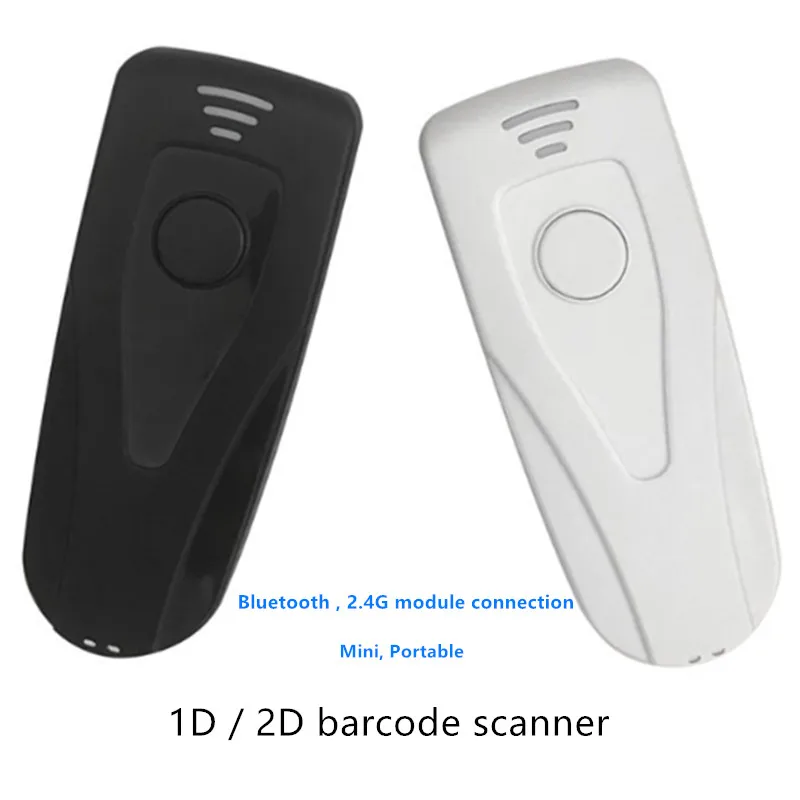 Mini Wireless Bluetooth barcode scanner Portable 1D 2D bar code QR Reader Pocket scanner for Android IOS Windows Black White