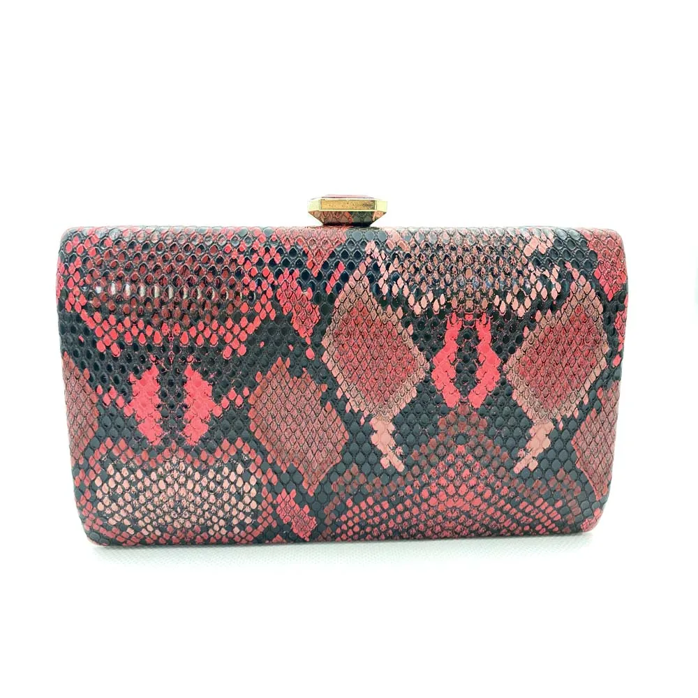 Women\'s Diamond Evening Clutch Bag Red Snake Skin Wedding Party Purse Fashion Chain Shoulder Bags Mother\'s Summer Handbag