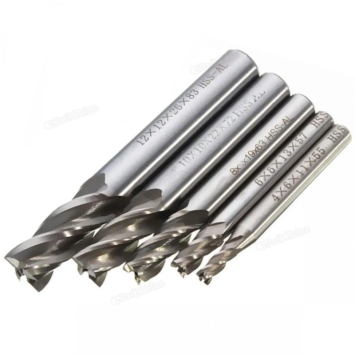 5pcs/lot Mill Cutter Drill Bit Set HSS Straight Shank 4 Flute End Drill Bits Tool 4 6 /8 10 12mm for CNC Milling Machine