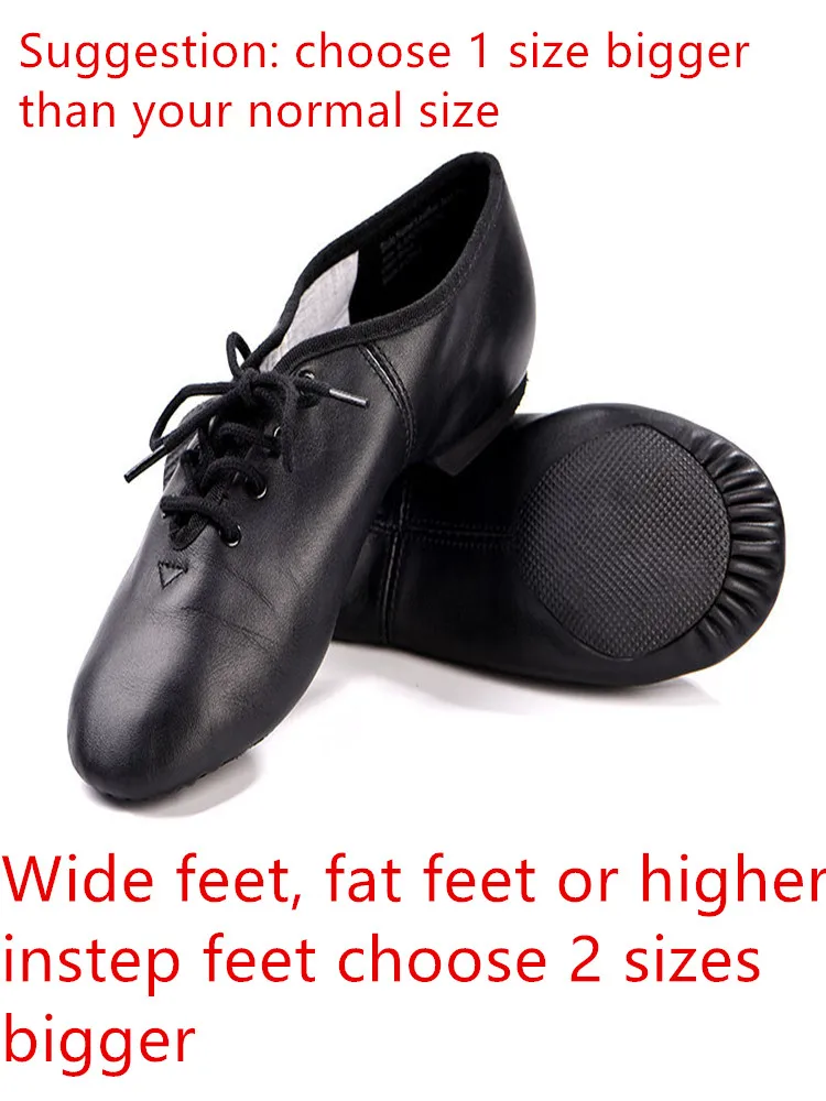 Genuine Cow Leather Lace Up Oxford Jazz Dance Shoes Split Sole Black Tan Tie Boy Girl Women Footwear Modern Ballet Contemporary