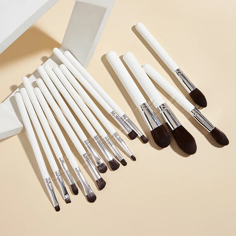 

Saiantth 15pcs professional makeup brushes set white silver wooden aluminum handle eye shadow powder blush eyebrow beauty tools