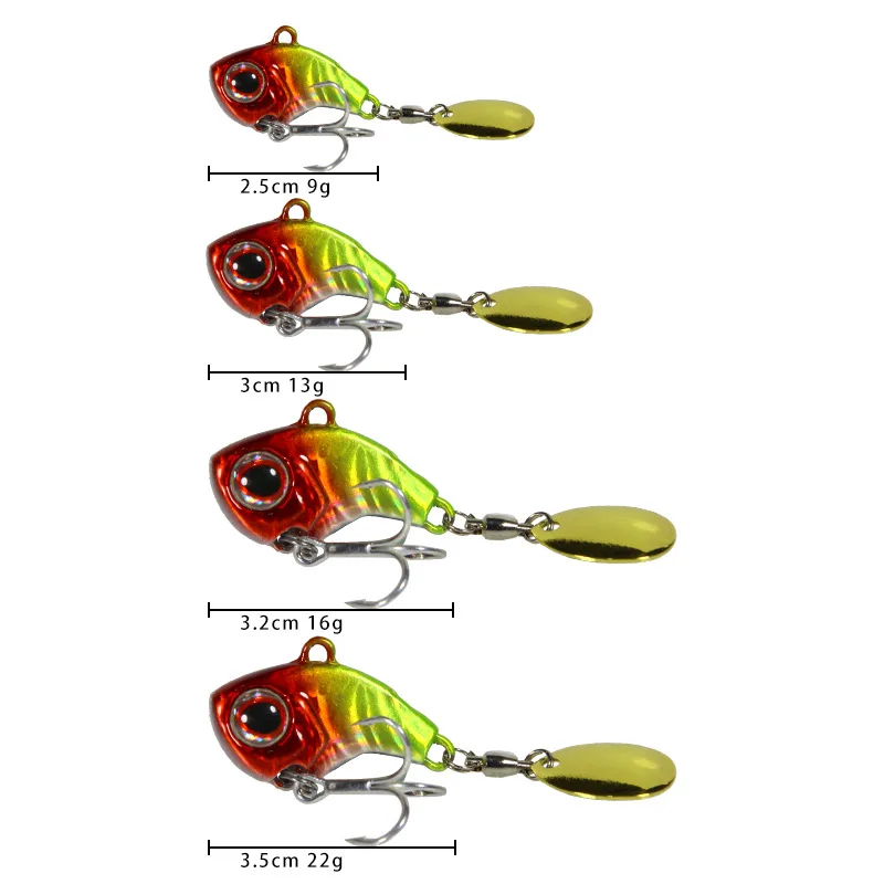 New Arrival 1PCS 9g/13g/16g/22g Metal VIB Fishing Lure Spinner Sinking Rotating Spoon Pin Crankbait Sequins Baits Fishing Tackle