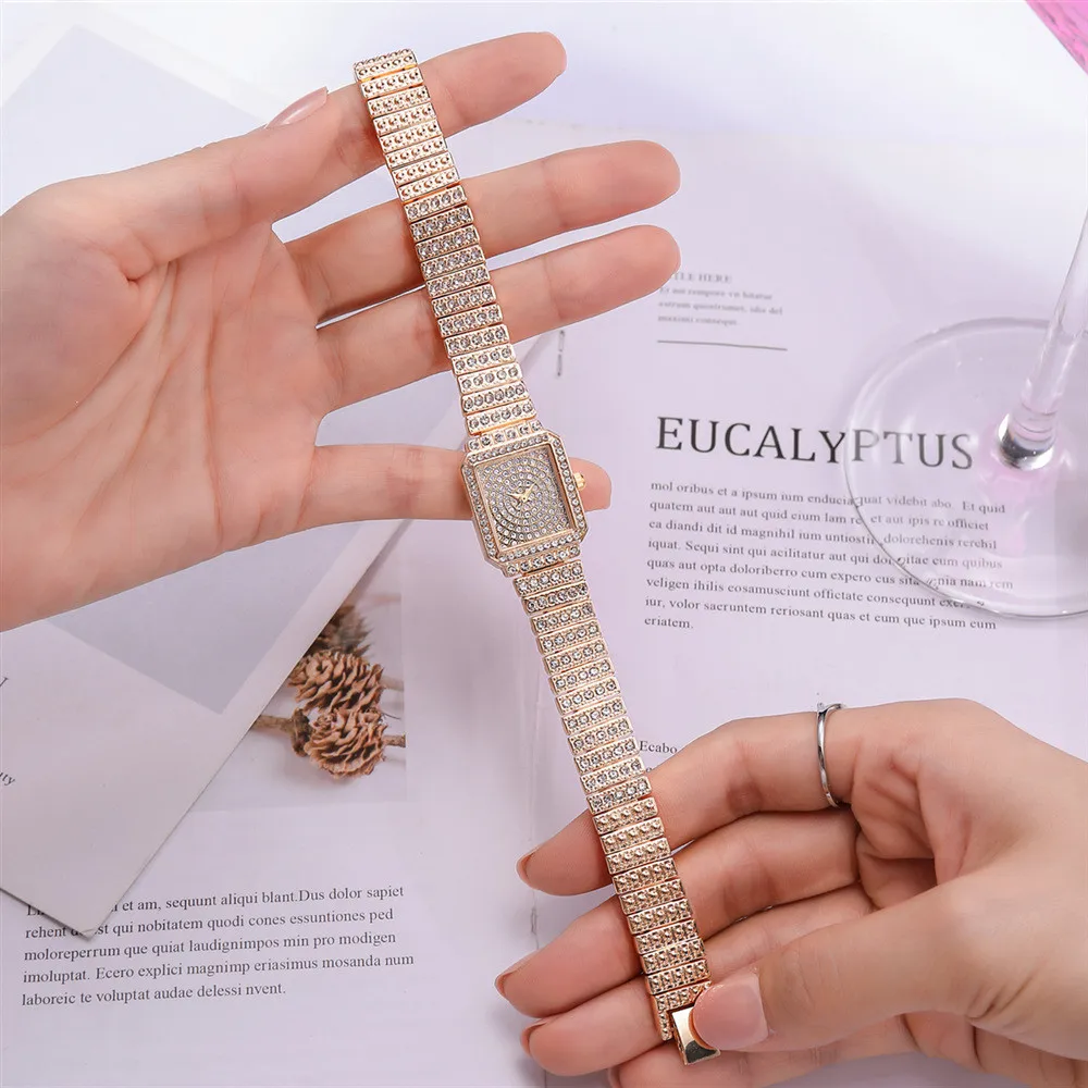 Gypsophila-Reloj de pulsera de cuarzo para Mujer, accesorio de lujo con diamantes de imitación, elegante, color dorado, 2021