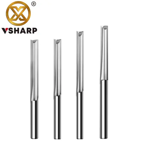 Vsharp 3.175 /4 mm 더블 플루트 그루브 스트레이트 엔드 밀 텅스텐 카바이드 밀링 커터 목재 MDF 하드 우드 아크릴 PVC