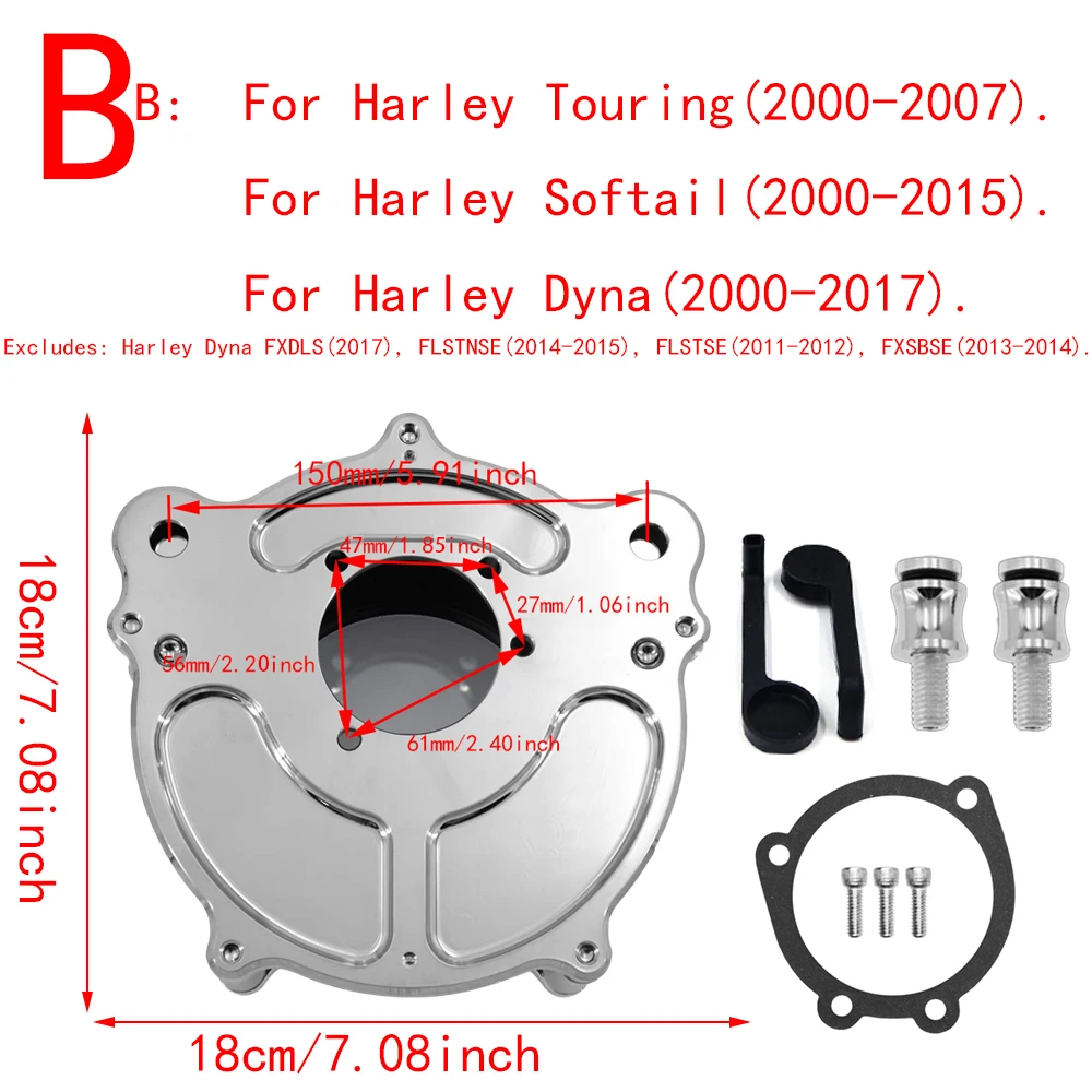 Limpiador de aire de turbina RSD, filtro de admisión cromado para Harley Sportster XL 48 883 Dyna v-rod Softail Fat Boy Touring Ultra FLHR FLHX