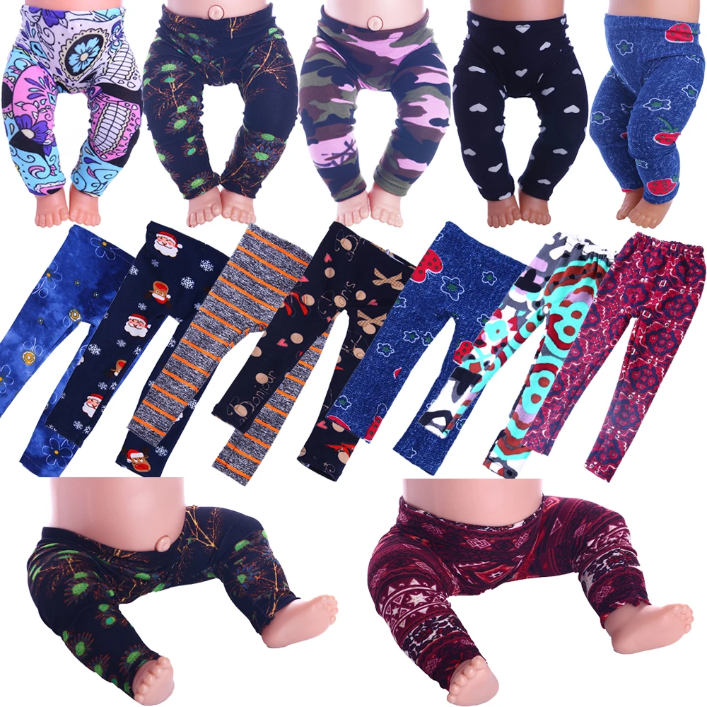 Quần Legging 18 Inch Búp Bê Mỹ 43 Cm Bé Mới Sinh Vật Dụng Quần Áo Búp Bê Phụ Kiện Nhiều Loại Hoa Văn Ngôi Sao/tình Yêu, trẻ Em Quà Tặng