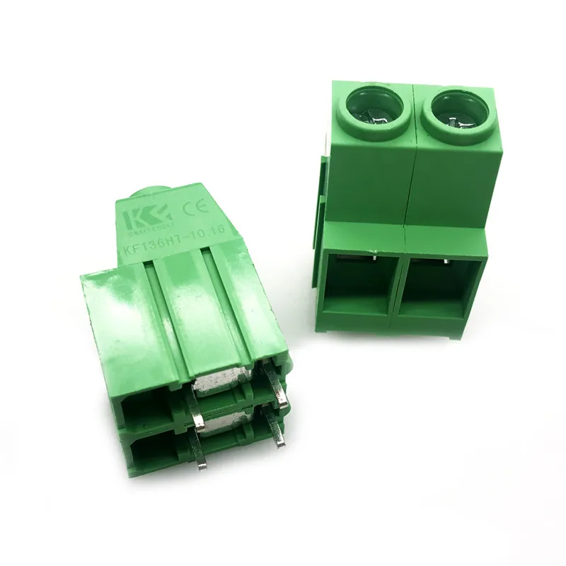 Imagem -05 - Terminal de Parafuso de Passo 50 Peças 10.16 mm Conector de Pinos Pinos Pernas Retas Kf136ht Cobre Verde Pcb Terminais Blocos